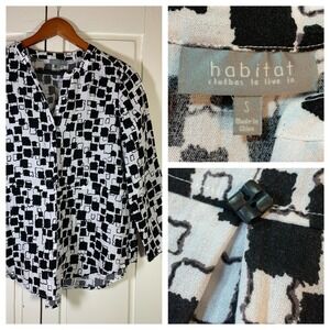 Habitat Scandi Logom Lagenlook Tunic Button Shirt Women Small Art To Wear Church